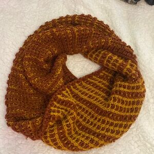 Copper Auburn Red & Gold Knitted Infinity Scarf